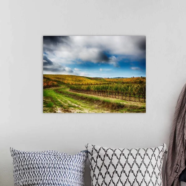 Europe - Italy' Montepulciano, Autumn Vinyards in Full Color Near Montepulciano, Canvas Wall Art, 24x18, Great Big Canvas