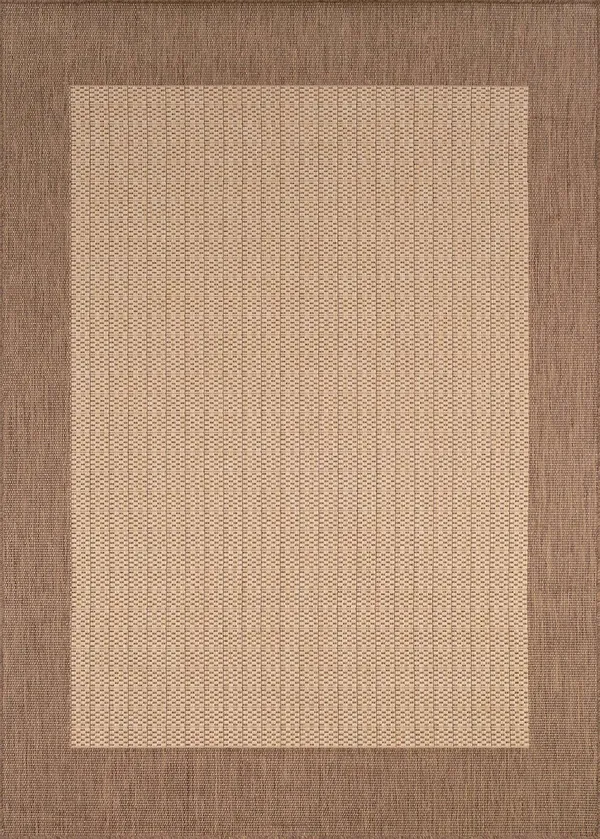 Couristan Recife Checkered Field Natural/Cocoa Area Rug - 7&6x22 x 10&9x22