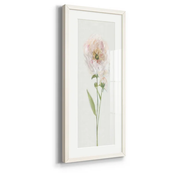Single Stem Peony II-Premium Gallery Framed Print - Wood - White