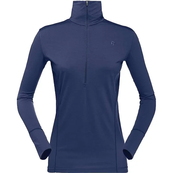 Norrona Women's Wool Zip Neck Baselayer - Large - Crisp Ruby