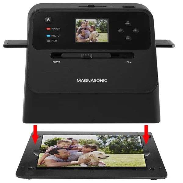 Magnasonic All-in-One Film & Photo Scanner, 14MP Resolution, Converts 4x6 Photos, 35mm/110/126 Film & 135 Slides Into Di