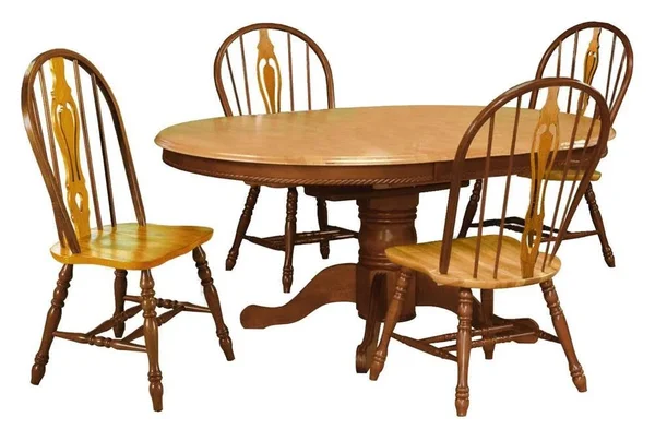Sunset Trading Oak Selections Keyhole Dining Chair Light Oak with Nutmeg Brown Accents Set of 2