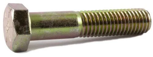 1/2-20 x 5 Grade 8 Hex Cap Screw Yellow Zinc Plated Domestic USA (125)