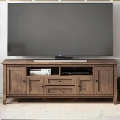 Alcott Hill Platt Solid Wood TV Stand for TVs Up to 78 Inches Color: Rustic Natural Aged Brown