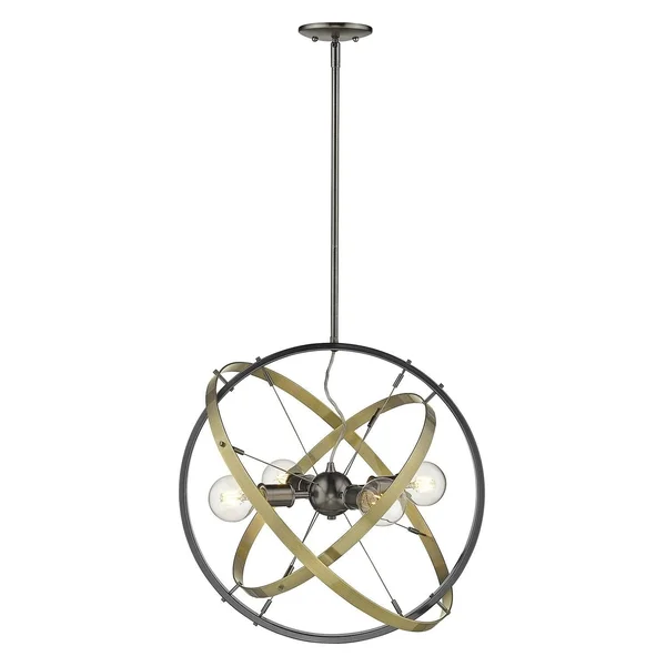 Golden Lighting 7936-4 BS-BS-BS Atom Chandelier 4 Light Steel Brushed