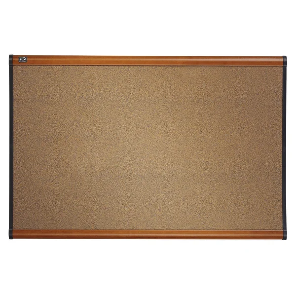 Quartet 36 x 24 Prestige Bulletin Board - Graphite-Blend Cork- Cherry Frame