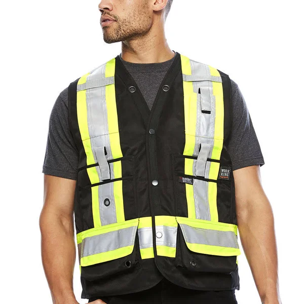 Work King Hi-Vis Black Safety Surveyor Vest