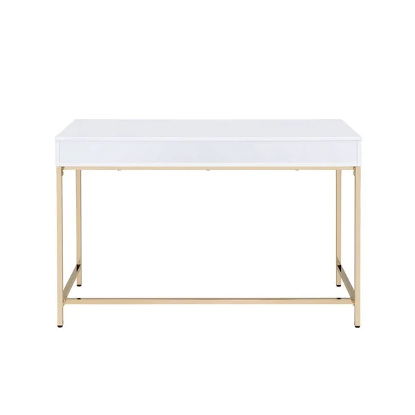 Moda Ottey Desk in White High Gloss & Gold