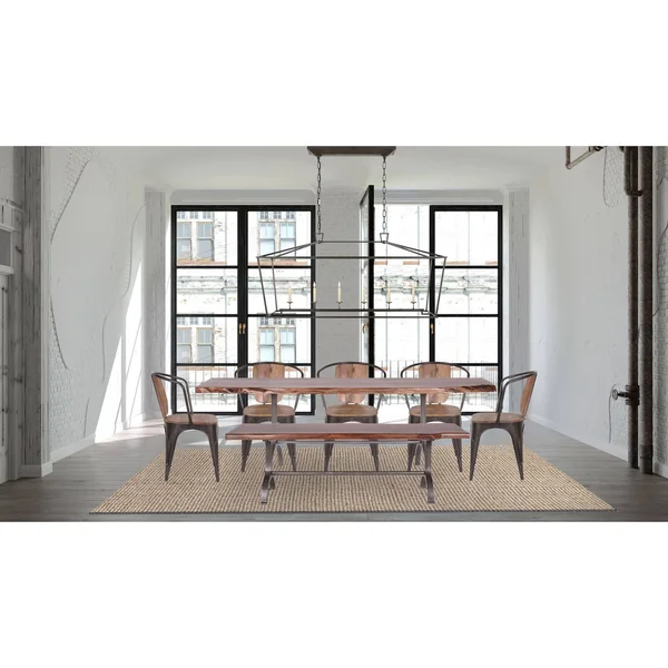 Casartis Living Dala Industrial Iron & Acacia Natural Edge Dining Bench - 56-Inch - Single - Brown - Dining Height