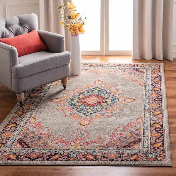 Safavieh Madison 200 Rug Collection MAD252F - Grey, Fuchsia - 9& x 12&