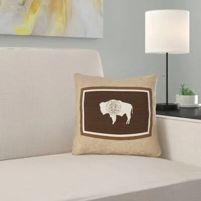 Wyoming State Flag Pillow in, Cotton Twill Double Sided Print/Pillow Cover East Urban Home Size: 14x22 x 14
