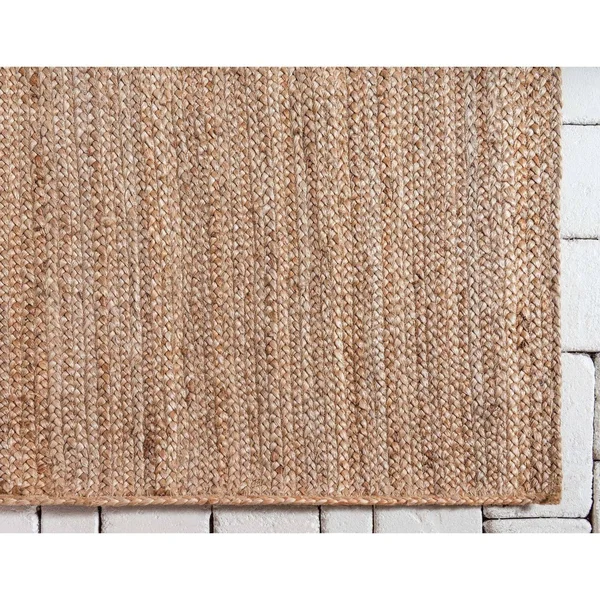 Unique Loom Braided Jute Hand-Woven Area Rug 3& 3 x 5& Oval Navy Blue