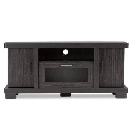 Skyline Decor Viveka 47-Inch Greyish Dark Brown Wood TV Cabinet with 2 Doors