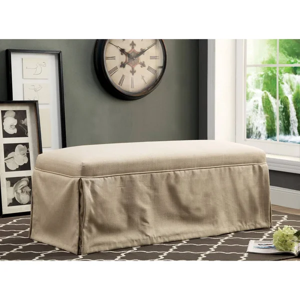 Furniture of America Laverne Contemporary Bench Beige