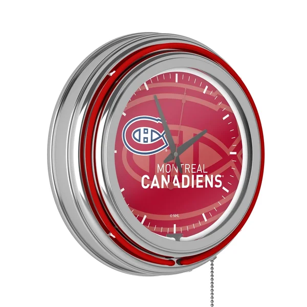 NHL Chrome Double Rung Neon Clock - Watermark - Vancouver Canucks