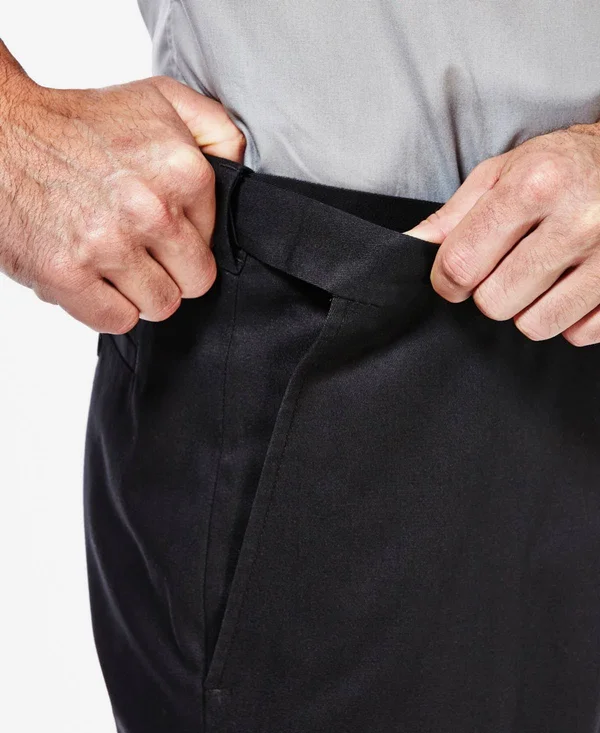 Haggar Men's Eclo Stria Classic Fit Flat Front Hidden Expandable Dress Pants - Blue