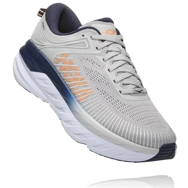 Hoka One One Women's Bondi 7 Shoe - 10 Wide - Lunar Rock, Black Iris