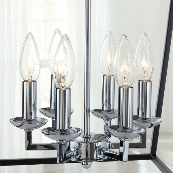 Home Decorators Collection Weyburn 6-Light Black and Polished Chrome Caged Chandelier