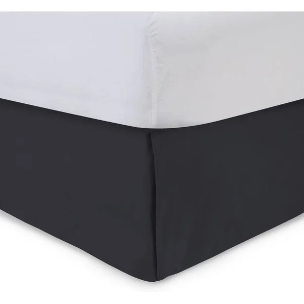 Harmony Lane Classic Tailored Bed Skirt with 18 Drop - Queen, Black