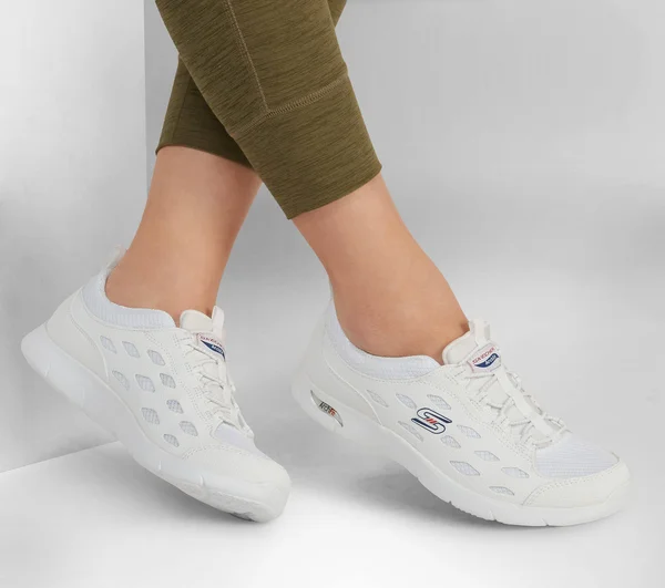 Skechers Arch Fit Refine White, Navy - Size 5.0