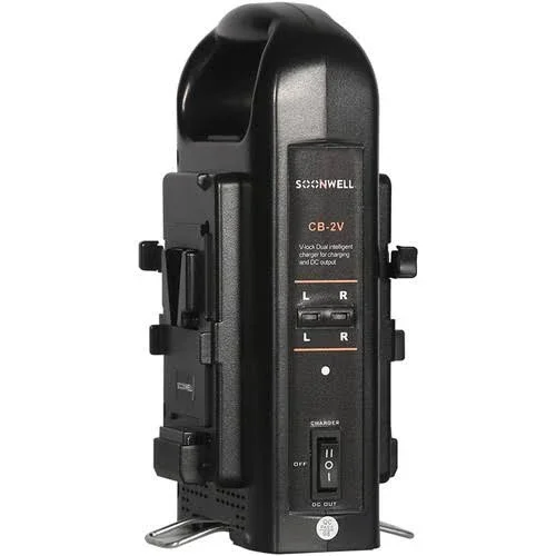 SOONWELL Dual Simultaneous Battery Charger with 4-Pin XLR Output V-Mount AC, Chemistry Li Ion, 2 Position, 60W, Carry Handle DC