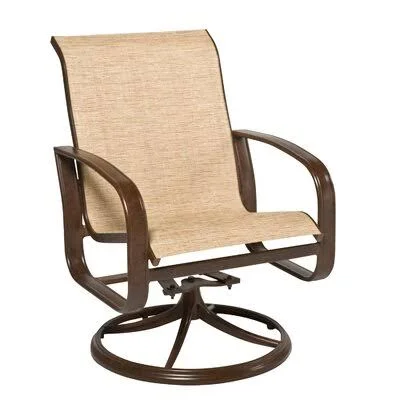 Cayman Isle Swivel Patio Dining Chair Woodard Fabric: Caramel