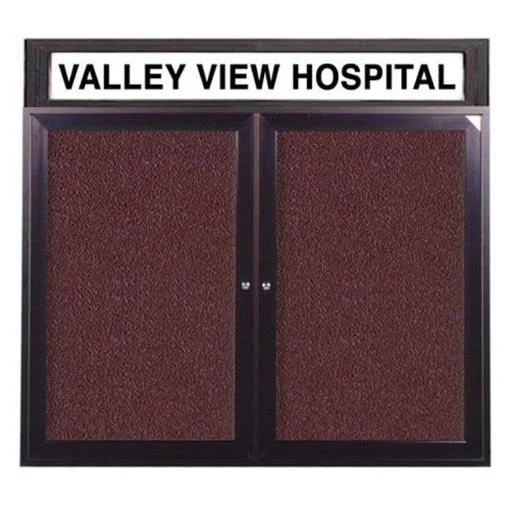 Ghent Pbvx5-187 36 in. x 48 in. 2-Door Bronze Alum Frame with Headliner Enclosed Vinyl Bulletin Board - Berry