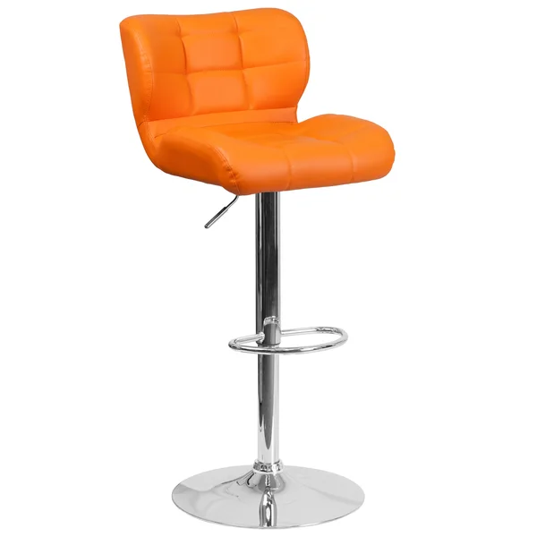 Flash Furniture Contemporary Tufted Adjustable Height Barstool with Chrome Base - Brown Fabric