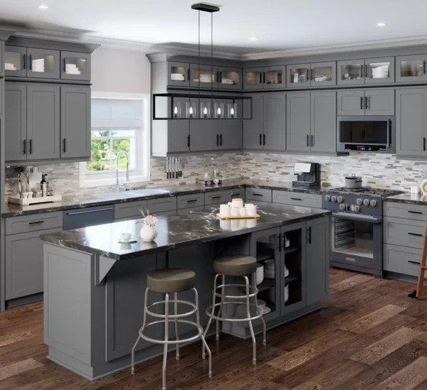 Wilora Hawthorne Shaker Grey 18x22 x 34.5x22 x 24x22 1 DOOR - 1 Drawer, 1 Shelf, 1 Rollout Shelf Base Cabinet, High-Density Fibe