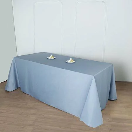Balsacircle 6 Pcs 90x132-Inch Dusty Blue Rectangle Polyester Tablecloths Table Cover Linens for Wedding Party Events Kitchen Din