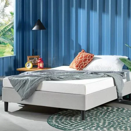 Zinus Curtis 13 Upholstered Platform Bed Frame, Light Grey, Full