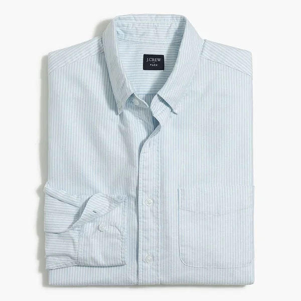 J.Crew Factory Mens Flex Oxford Casual Shirt (LUDLOW Blue White, Size X-Small)