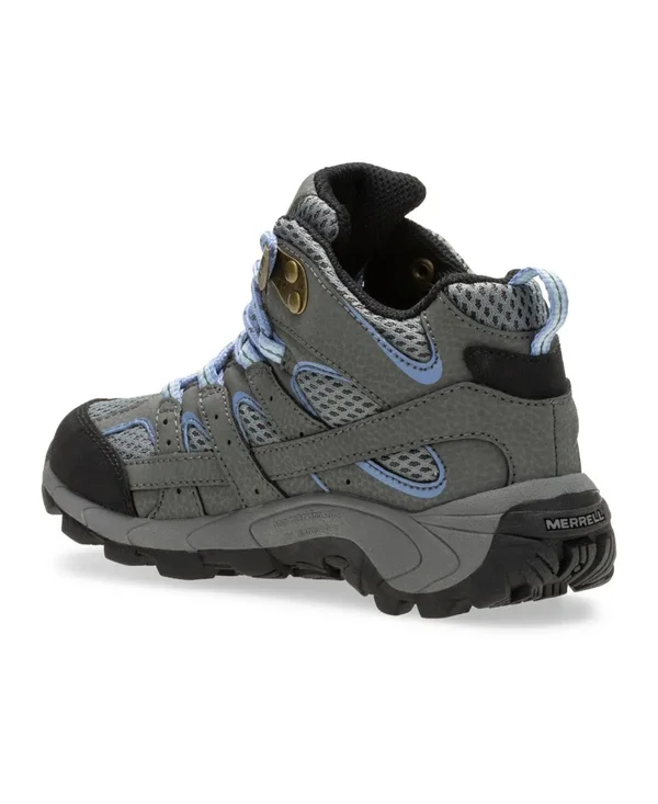 Merrell Kid's Moab 2 Mid Waterproof Boot, Size: 1, Grey/Periwinkle