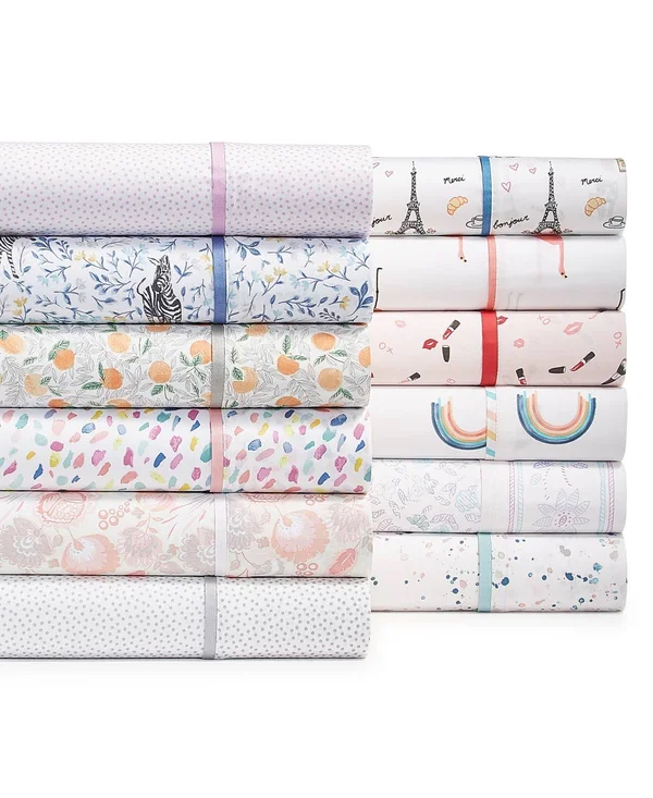 Whim by Martha Stewart Collection Novelty Print Full 4-pc Sheet Set - 250 Thread Count 100% Cotton, Created for Macy&s - Pink Dot