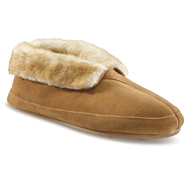 Guide Gear Women's Wool Roll Bootie Slippers - 7B, Tan