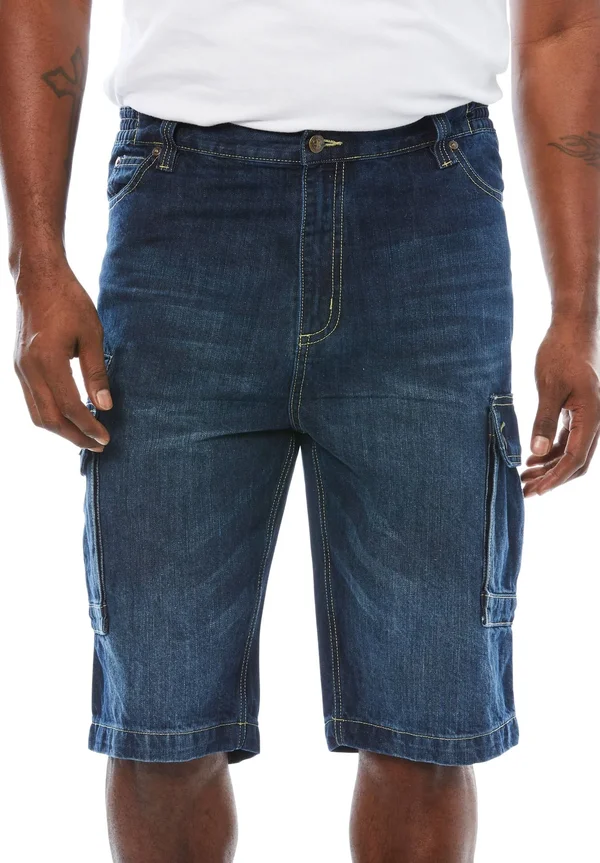 Men's Big & Tall Liberty Blues Denim Cargo Shorts by Liberty Blues in Medium Blue (Size 62)
