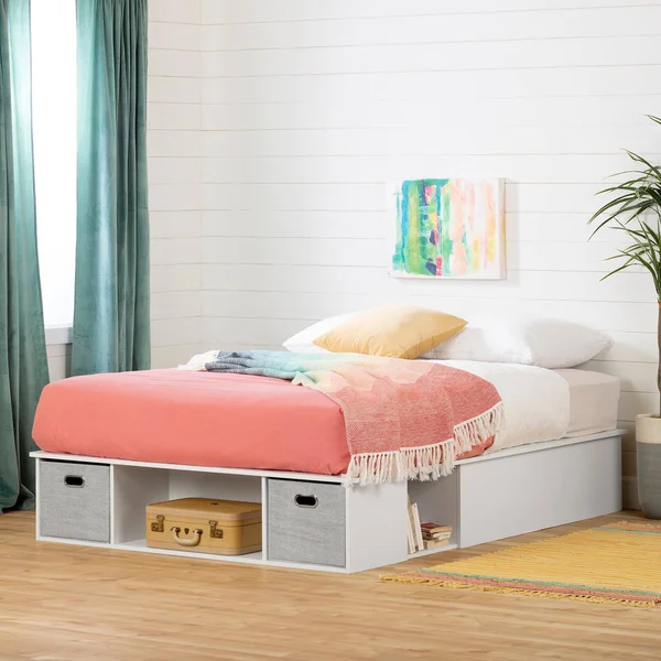 Queen Vito Storage Bed Pure White - South Shore