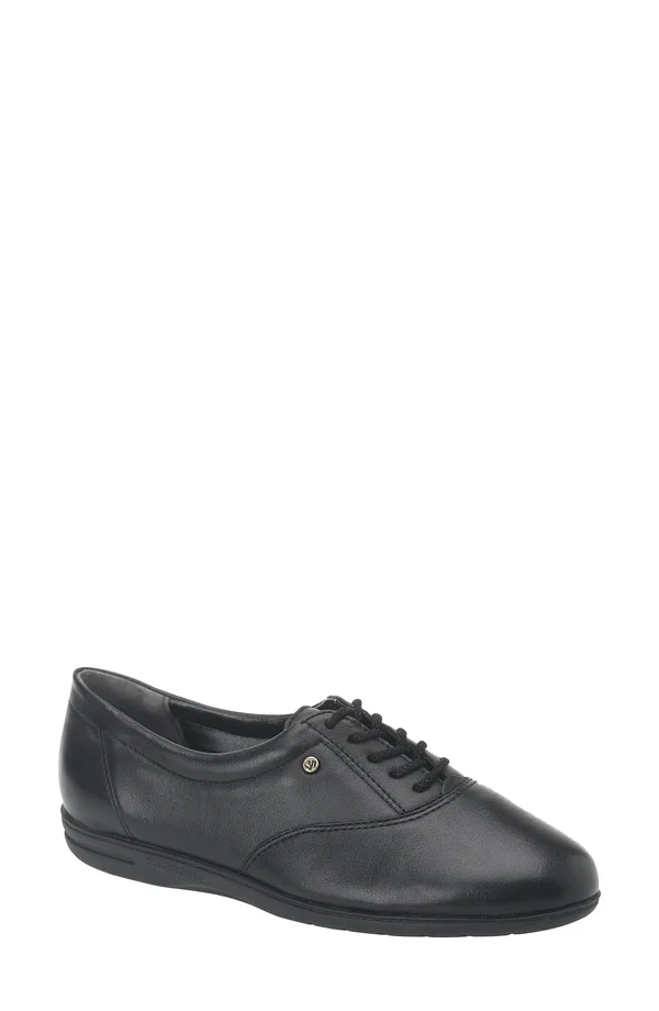 Easy Spirit Women's Motion Leather Low Top Lace Up Fashion Sneakers - Black, 5.5