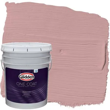 Glidden One Coat Exterior Paint and Primer - Pepperberry, Pink, 5 Gallons, Semi-Gloss