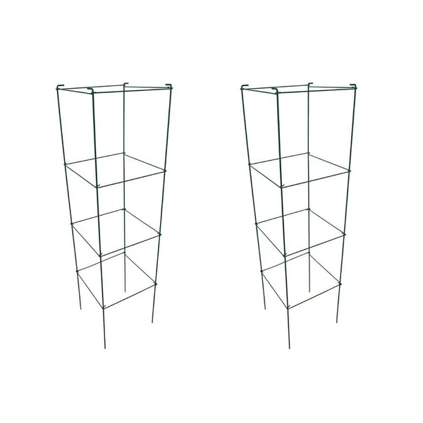 MTB Green Square Folding Tomato Cage Plant Support Stake Tower 12 inch by 46 Inc