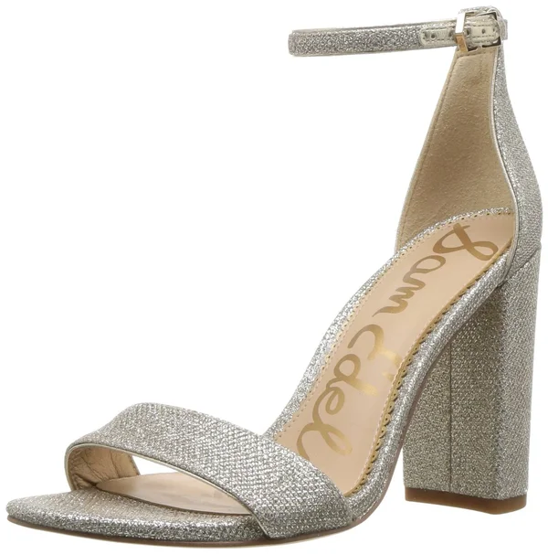 Sam Edelman Yaro Ankle Strap Sandal Heel Jute Glam Mesh 1, Women's, Size: 9.5, Gold