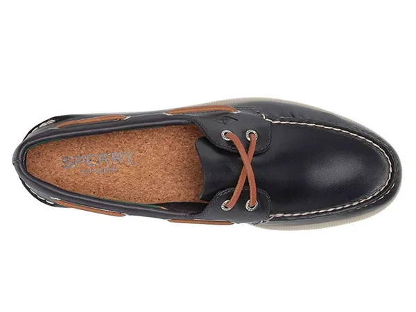 Sperry Top-Sider Men's Authentic Original 2-Eye Plush Varsity Boat Shoe - Size: 9.5, Navy Leather