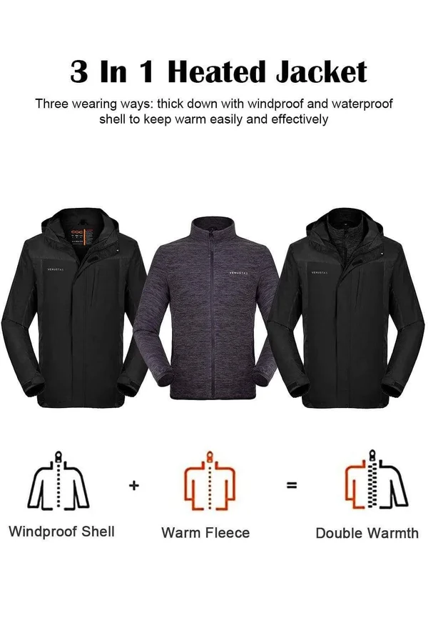 Men's 3-in-1 Heated Jacket 5V XL - Red