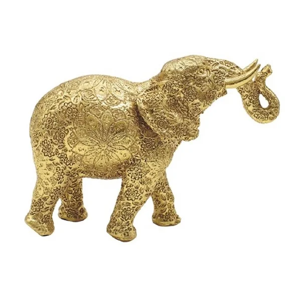 FC Design 15.5 inchw Gold Thai Elephant Statue Feng Shui Decoration Religious Figurine