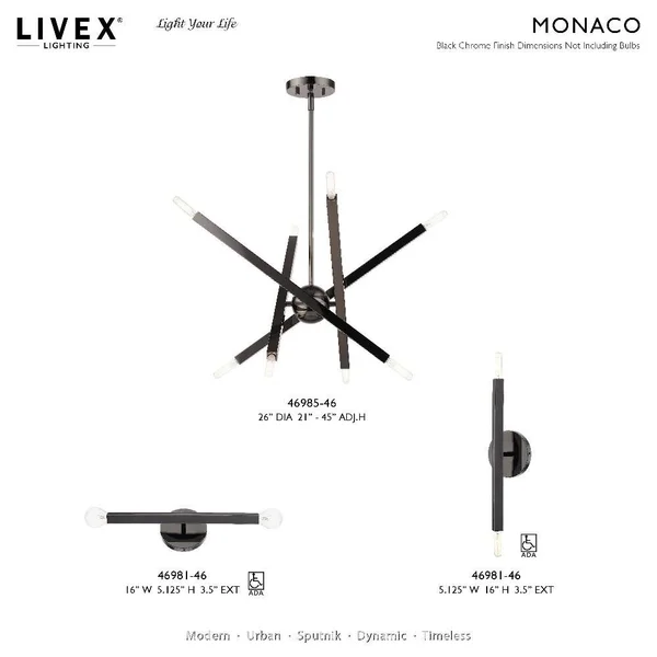 Livex Lighting-46981-46-Moco - 2 Light ADA Wall Sconce Black Chrome