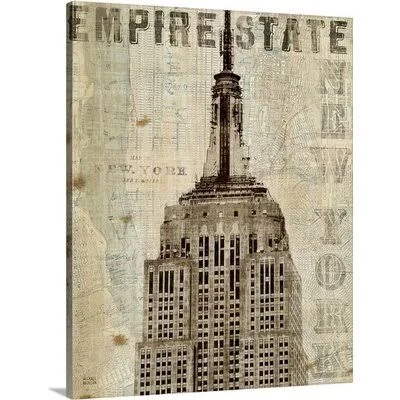 Raison Vintage NY Empire State Building& by Michael Mullan Graphic Art Print Williston Forge Size: 30x22 H x 24x22 W x 1.5x22 D