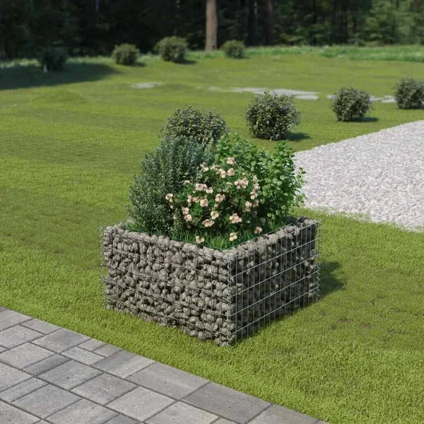 vidaXL Gabion Raised Bed Galvanised Steel 35.4x22x35.4x22x19.7x22