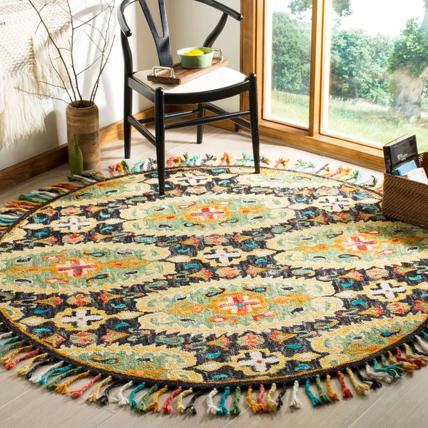 Safavieh 6& x 6& Square Blossom BLM454A Charcoal Gold Rug
