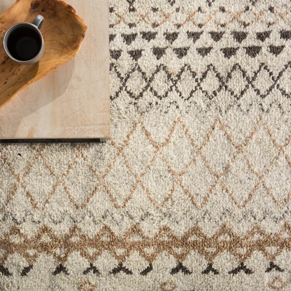 Zagora Hand-Knotted Geometric Area Rug - 5& x 8& - Cream/Brown