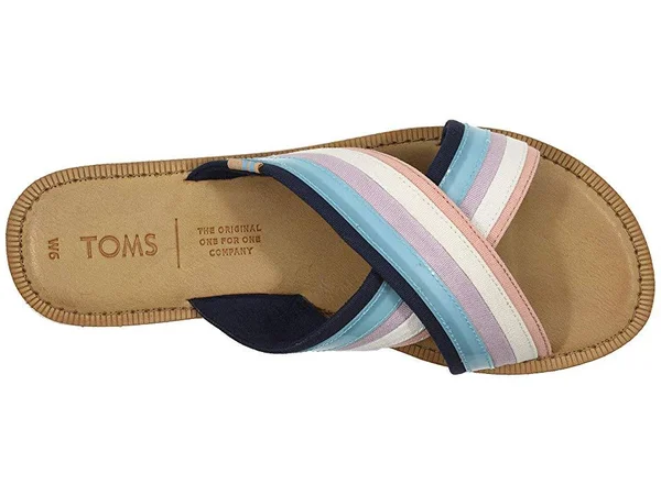 Toms Viv (Navy Multi Canvas/Translucent Stripe) Women's Sandals